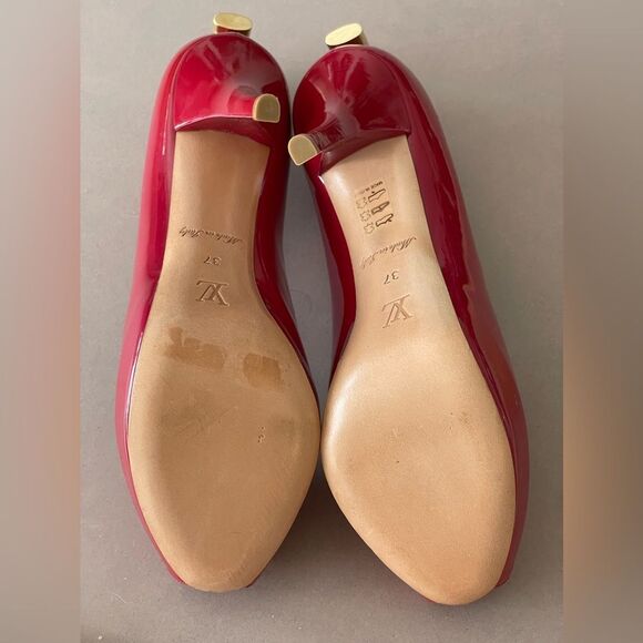 Louis Vuitton Red Patent Leather Peep-Toe Heels - Size 37 - Stunning & Rare - Picture 7 of 11